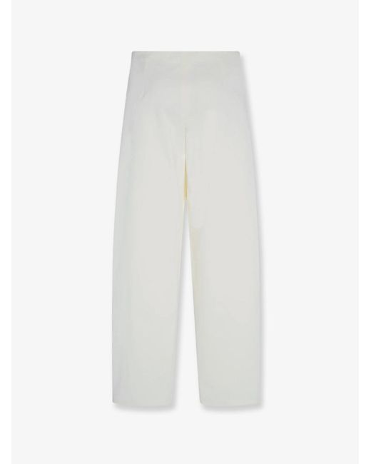 The Row White Galileo Cotton And Silk Trousers