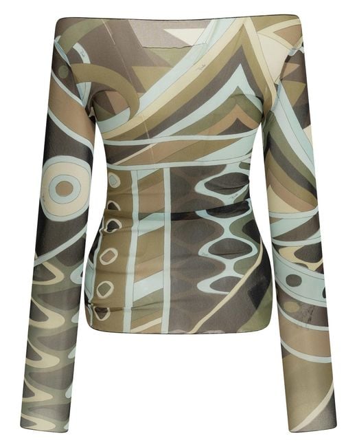 Emilio Pucci Green "Vivara" Tight-Fitting Top