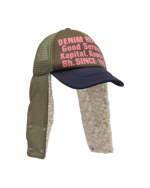 Kapital Red Denim Repair Service Trucker Hat for men