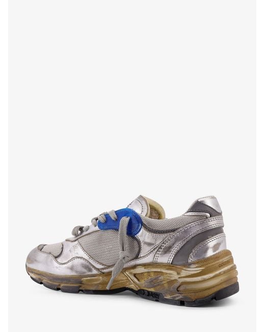 Golden Goose Deluxe Brand Blue Deluxe Brand Running Dad Mesh And Leather Sneakers With Logo On The Side