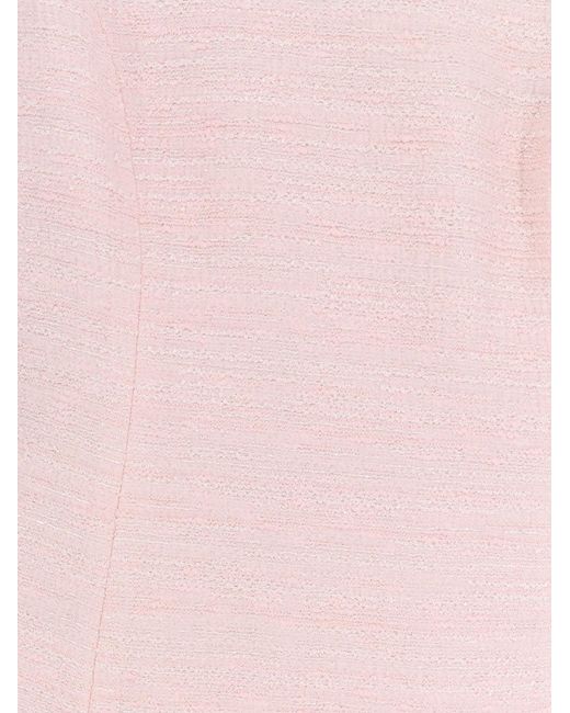 Valentino Pink Embroidered Crinkle Cotton Tweed Mini Dress