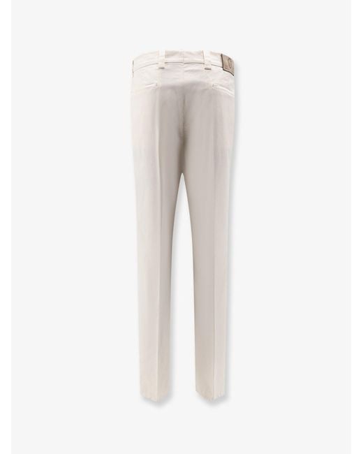 Brunello Cucinelli White Stretch Cotton Trousers for men