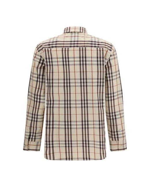 Burberry White Regular Fit Check Cotton Shirt