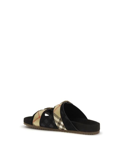Burberry Black Urchin Suede Check Sandals
