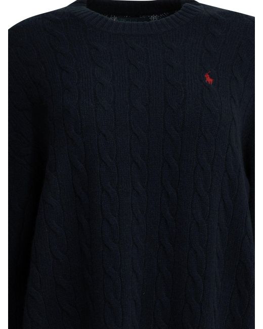 Polo Ralph Lauren Blue Short Knit Dress With Logo