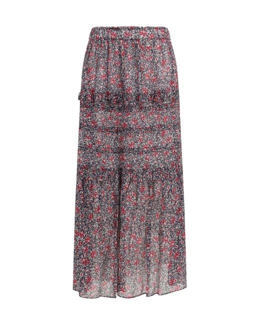 Isabel Marant Purple Marant Etoile Volomia Long Ruffled Skirt
