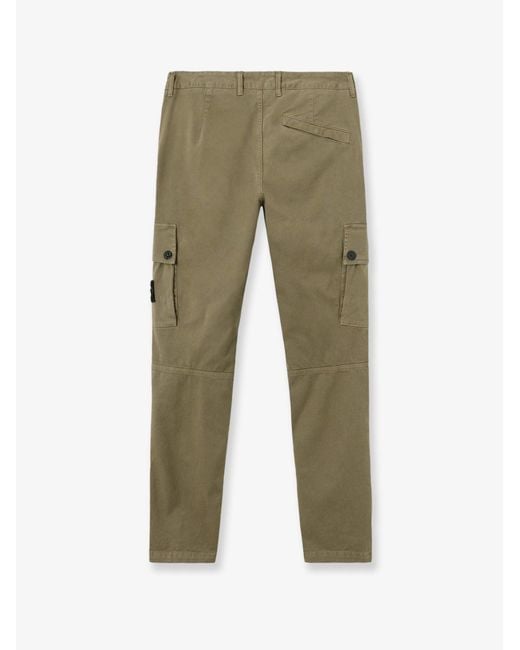 Stone Island Green Cotton Blend Cargo Trousers for men