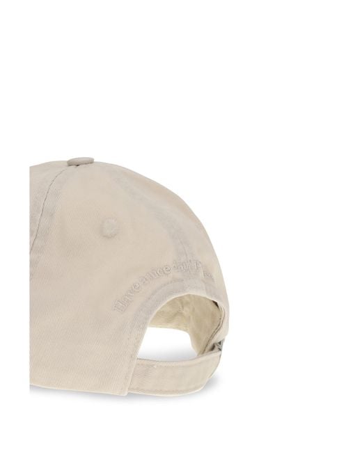 Ganni White Canvas Cap With Logo