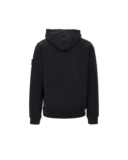 Stone Island Black Cotton Hoodie for men