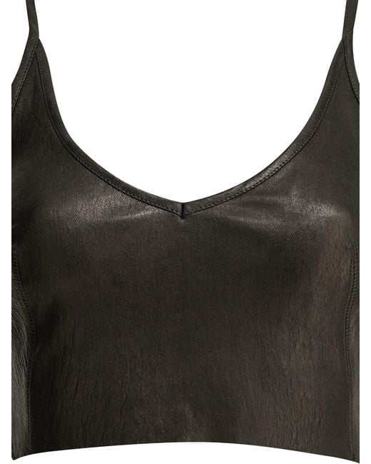 Rick Owens Black Leather Bra Top