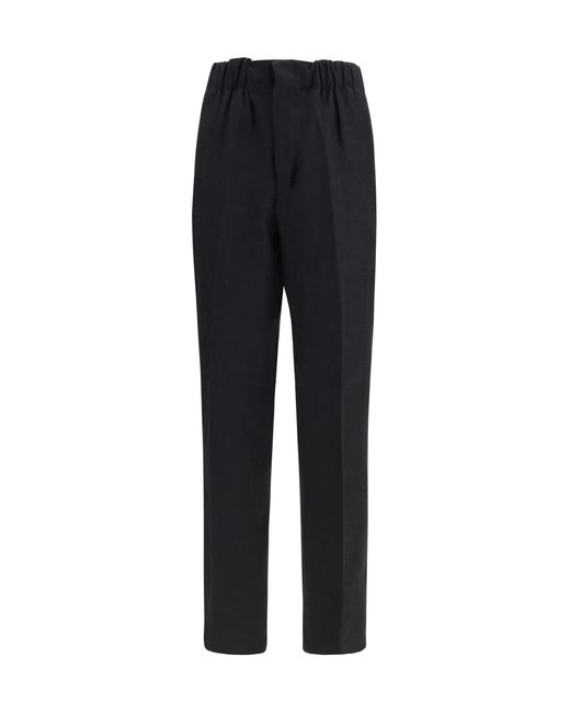 Women's Black Trousers Linen And Viscose