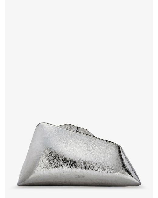 The Attico White 8.30 Pm Laminated Leather Clutch Bag With Logo Engraved On The Bottom