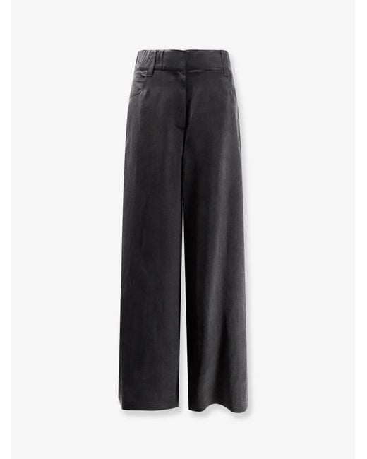Alysi Black Wide-Leg Trousers Lyocell-Linen