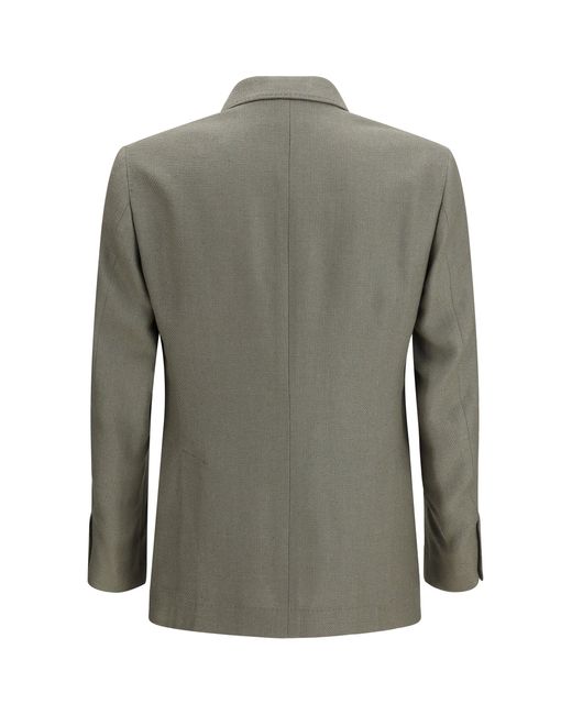 Brunello Cucinelli Gray Single-Breasted Silk And Linen Jacket for men