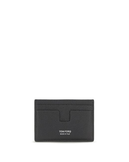 Tom Ford Gray Leather Card Holder for men