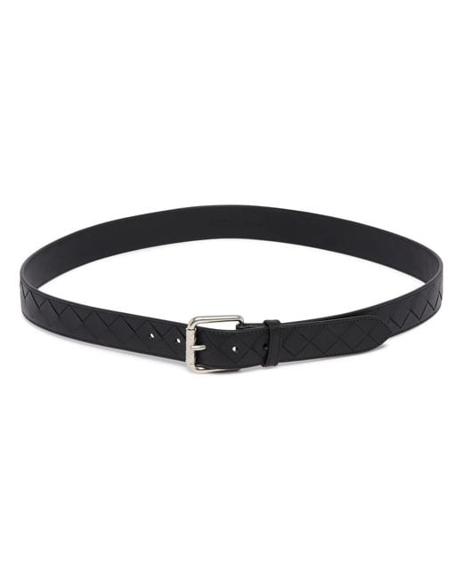 Bottega Veneta Black "Intrecciato" Leather Belt