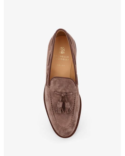Brunello Cucinelli Brown Suede Loafers for men