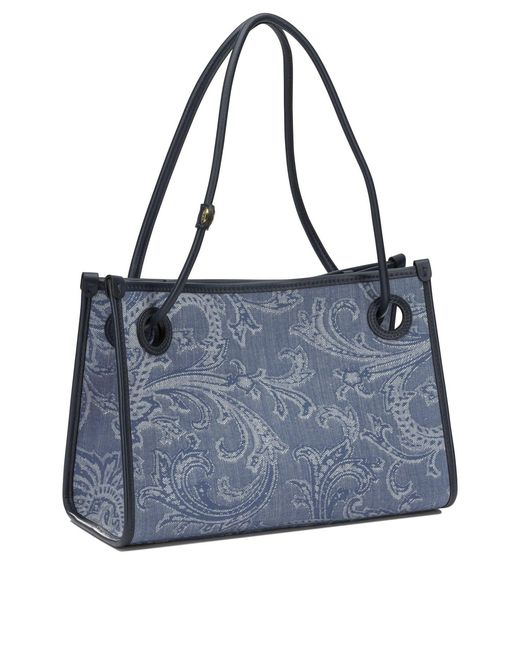 Etro Blue "Shopping Eyes" Medium Shoulder Bag