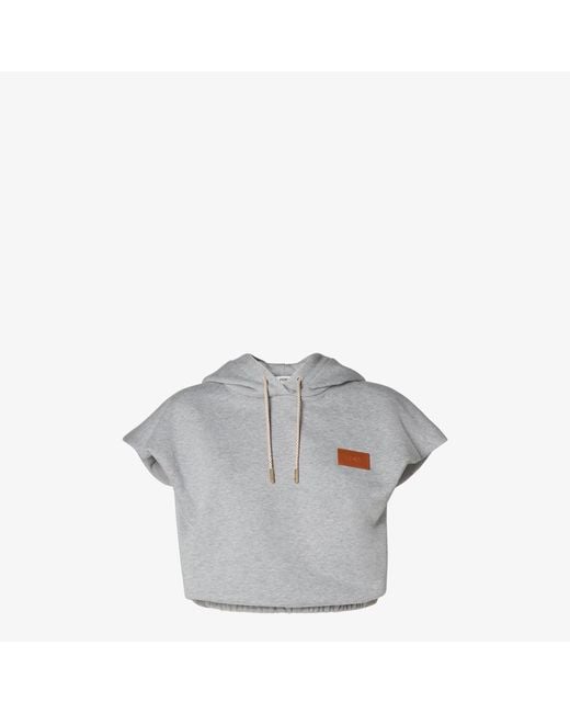 Fendi Gray Jersey Sweatshirt Cropped