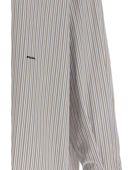 Prada Gray Cotton Striped Shirt for men