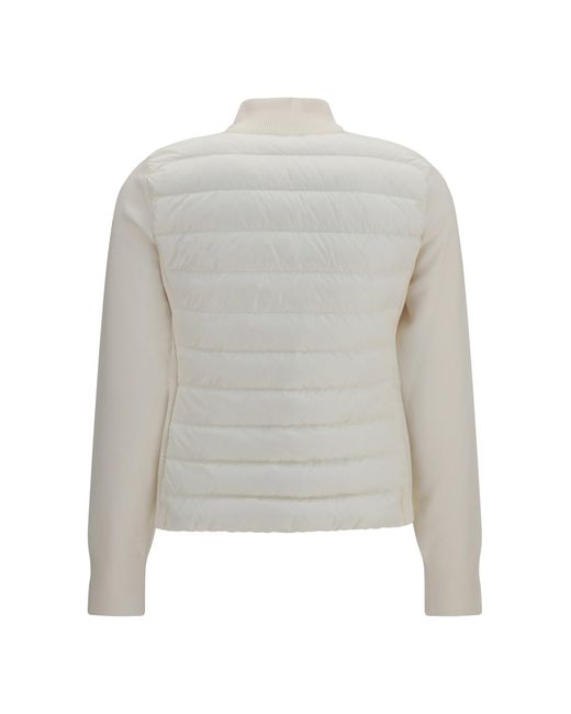 Moncler White Quilted Knit Cardigan