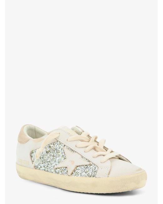 Golden Goose Deluxe Brand Natural Deluxe Brand Superstar Leather Sneakers With All-Over Glitter Pattern
