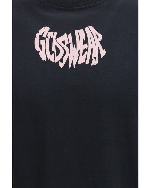 Gcds Black Apple T-Shirt With Graphic Print Anthracite for men