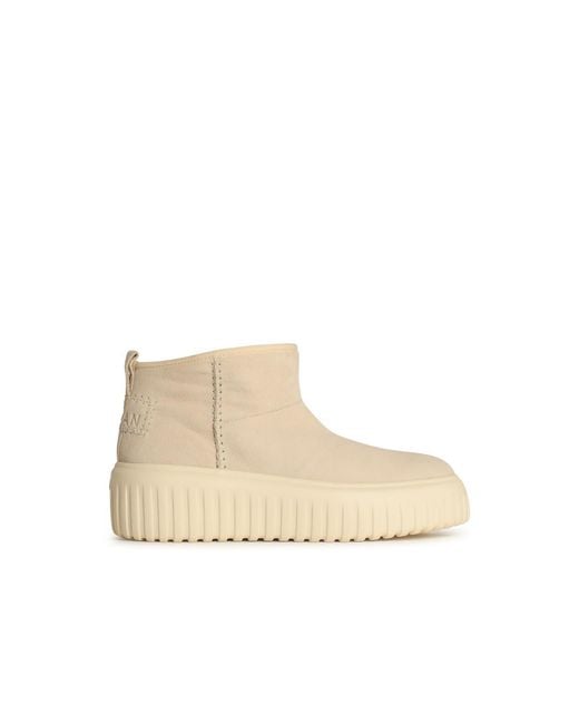 Hogan Natural H645 Cream Leather Ankle Boots