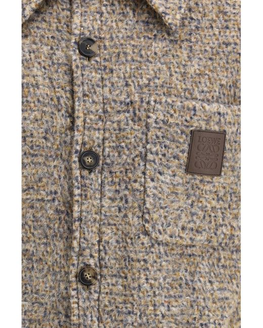 Loewe Gray Mélange Wool Blend Overshirt for men