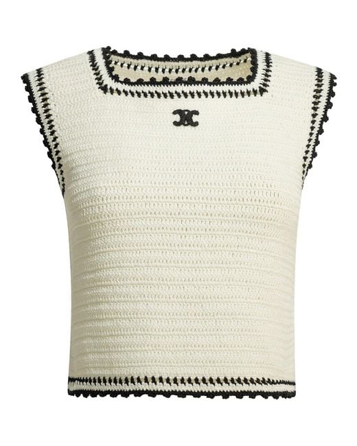 Women's White Triomphe Knitted Top