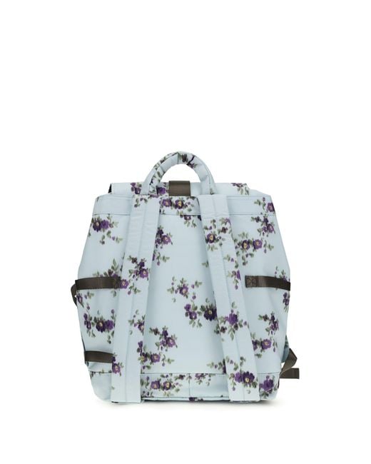 Ganni Blue Re-Tech Nylon Backpack With Floral Pattern