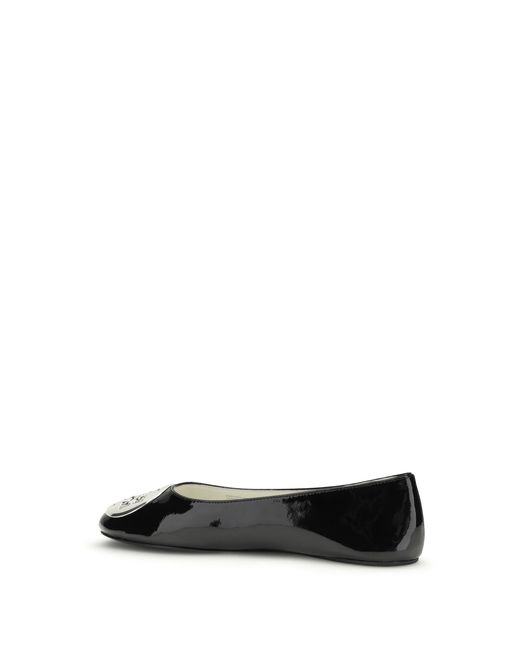 Tory Burch Black Ballet Flats Reva Patent Leather