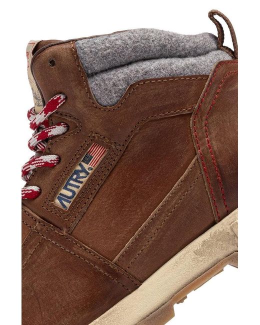 Autry Brown Lace Up Ankle Boots