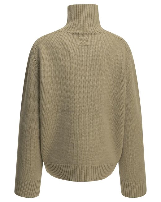 Totême Green Wool Turtleneck Sweater