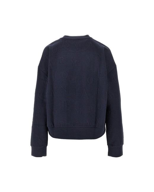 EA BODYWEAR Blue Embossed Logo Motif Crewneck Sweatshirt