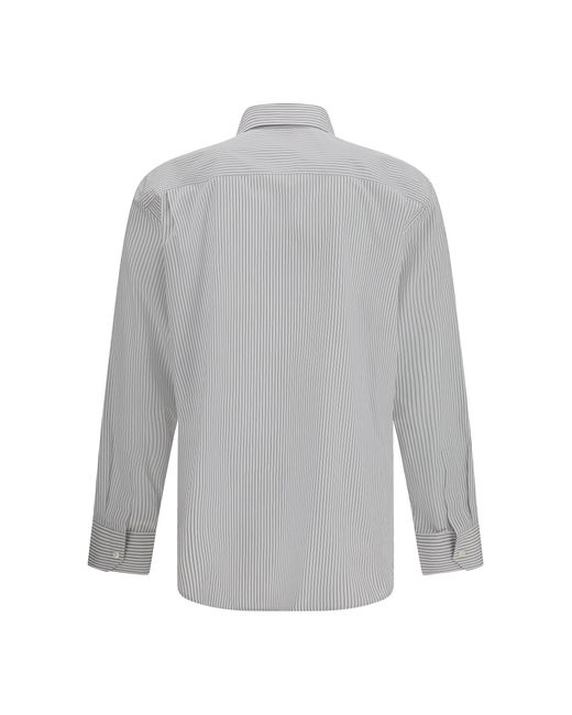 Saint Laurent Gray Striped Shirt With Button Fastening for men
