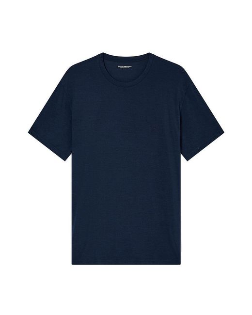 EA BODYWEAR Blue Stretch Modal Crewneck T-Shirt for men