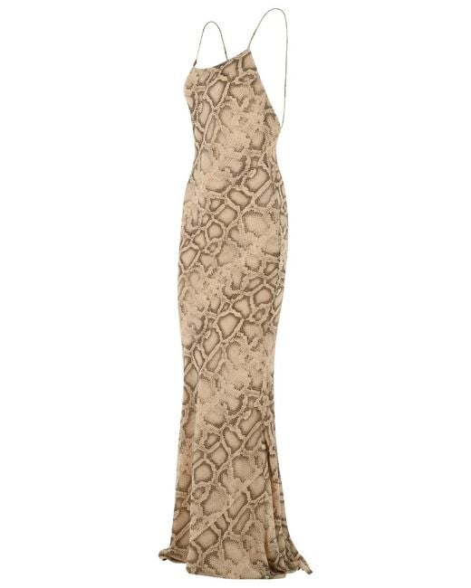 ANDAMANE Natural Snake Print 'Ninfea' Polyester Dress