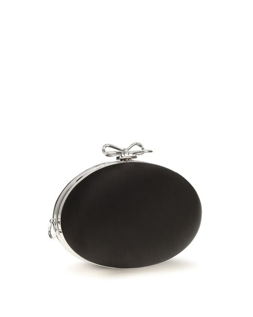 Self-Portrait Black Oval Satin Clutch