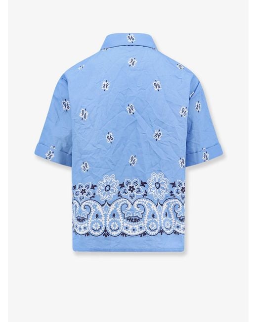Miu Miu Blue Bandana Cotton And Linen Shirt
