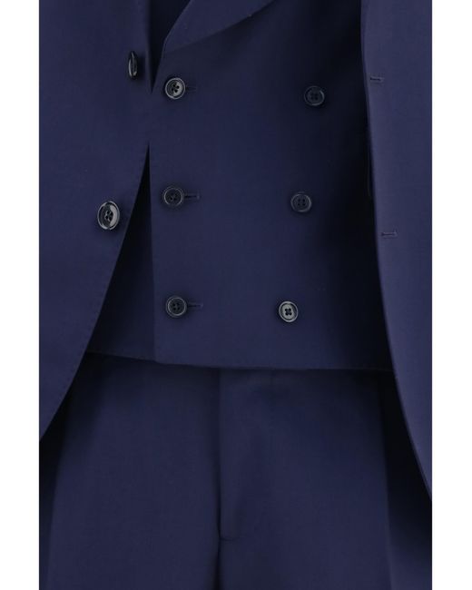 Lardini Blue Wool Suit Double-Breasted Jacket Vest for men