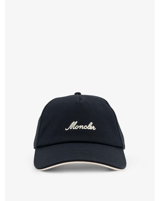 Moncler Blue Cotton Baseball Hat for men