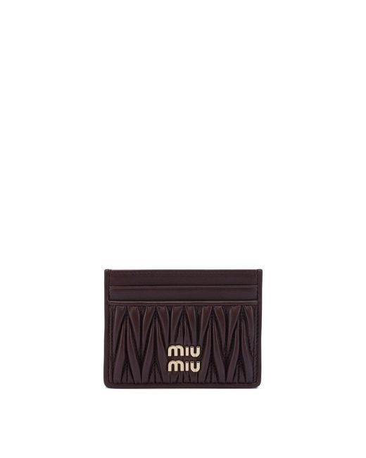 Miu Miu White Matelassé Nappa Leather Card Holders