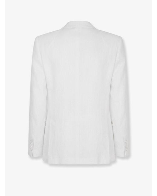 Dolce & Gabbana White Sicilia Single-Breasted Linen Blazer for men