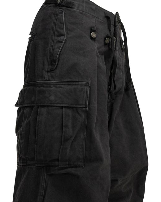 Kapital Black Rip Stop Jumbo Cargo Pants for men