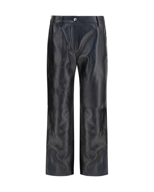Magda Butrym Gray Straight-Leg Leather Pants