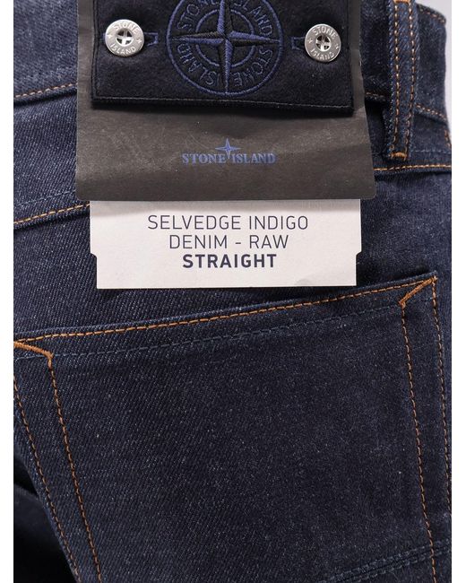 Stone Island Blue Denim Research Selvedge Jeans for men
