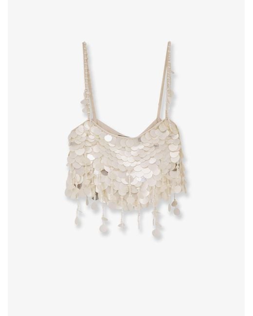 retroféte White Eudora Top With Macro-Sequins