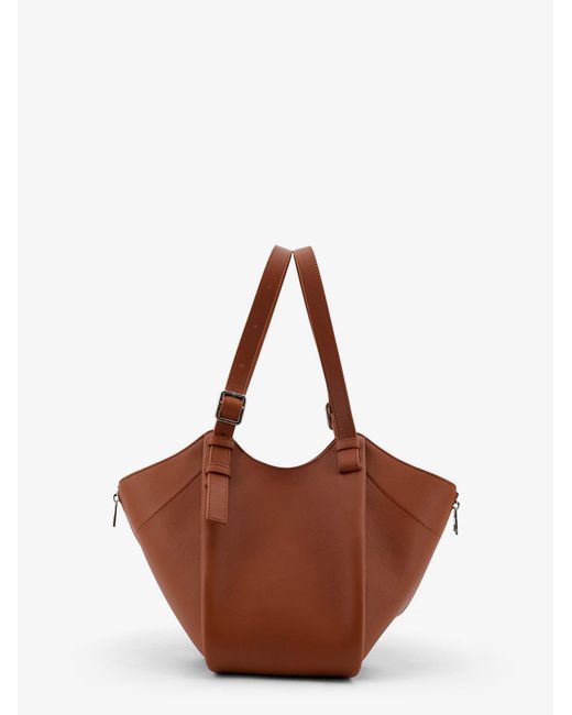 Loewe Brown Hammock Flip Leather Handbag With Front Lettering Logo