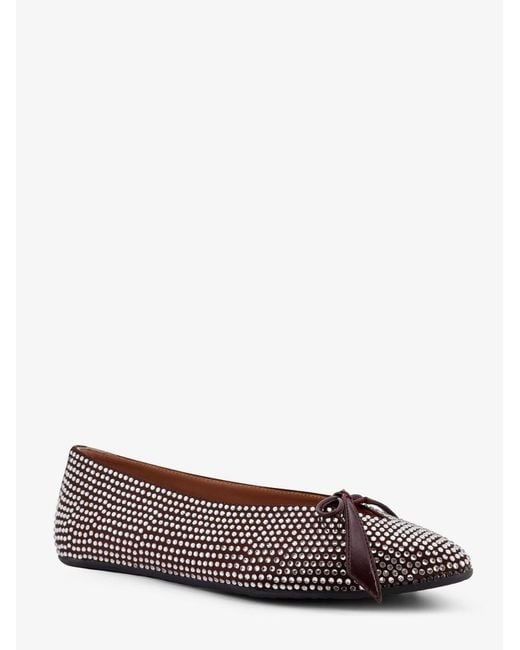 The Attico Brown Kali Satin Ballerinas With All-Over Rhinestone Detail